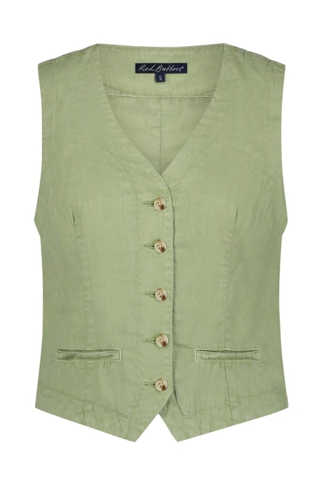 Red Button waistcoat cotton linen